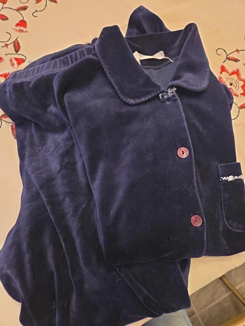 Pajama Set Victorias Secret Country Vintage Velvet Velour Button Up Small